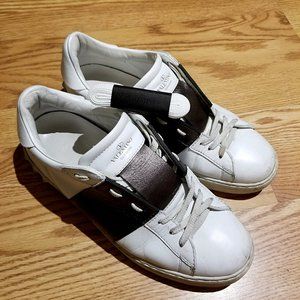 Valentino Metallic Striped Leather Sneakers